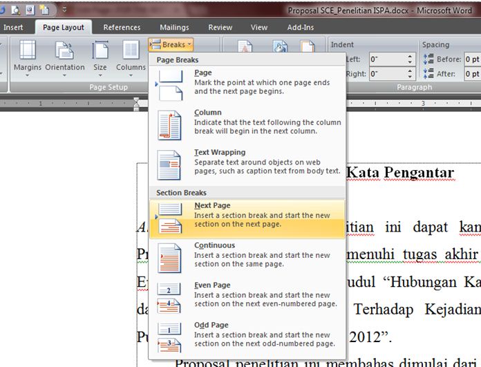 Cara Memberi Halaman Yang Berbeda-Beda Pada Microsoft Office Word